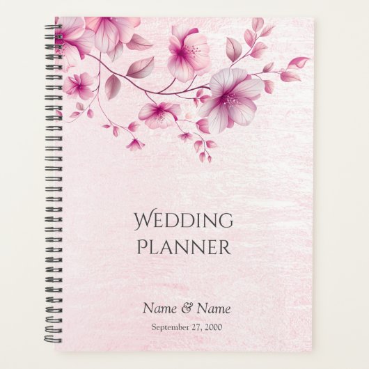 Watercolor Roze Bloemen Trouw Planner (Voorkant)