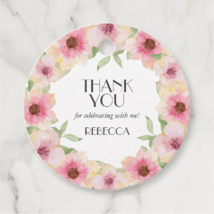 Watercolor Roze Bloesem Bedankkaartjes Bedankjes Labels