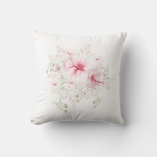 Watercolor Roze Hibiscus Bloem Kussenhoes Kussen