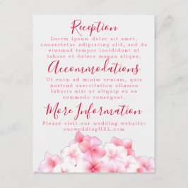 Watercolor Roze Hortensia Ontvstkaartjes Informatiekaartje