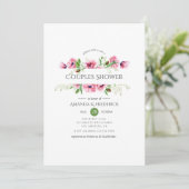 Watercolor Roze Klaprozen Koppel Bruisparty Kaart (Staand voorkant)