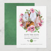 Watercolor Roze Klaprozen Trouwfoto Save The Date (Voorkant / Achterkant)