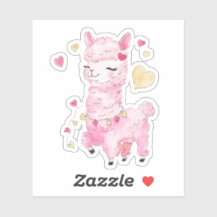 Watercolor Roze Lama Sticker