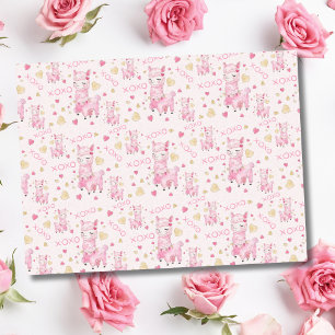 Watercolor Roze Lama XOXO Tissuepapier