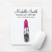 Watercolor roze lippenstift make-up branding muismat (Met muis)