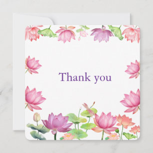 Watercolor Roze Lotus Bloementuin 2.5 Bedankkaart