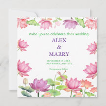 Watercolor Roze Lotus Bloementuin TROUWEN