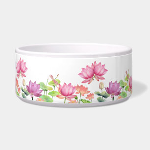 Watercolor Roze Lotus Bloementuin TROUWEN Voerbakje