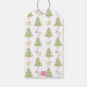 Watercolor Roze Mahjong Kerstboom Cadeaulabel (Achterkant)