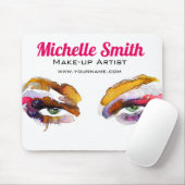 Watercolor roze oogmake-up branding muismat (Met muis)