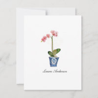 Watercolor Roze Orchidee vlakke kaart