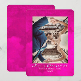 Watercolor Roze Pauw Elegante Kerstkaart Kaart