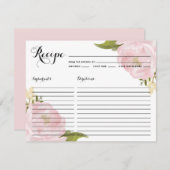 Watercolor Roze Pioen Bruiloft Recept Kaart (Voorkant / Achterkant)