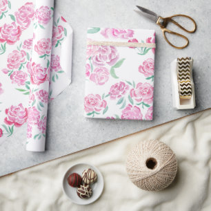 Watercolor Roze Pioen Design Cadeaupapier