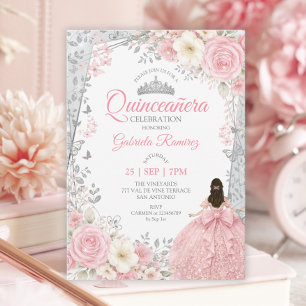 Watercolor Roze Roze Vlinders Quinceañera Kaart