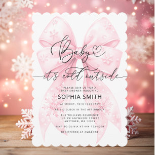 Watercolor Roze Strik Meisje Baby Shower Kaart