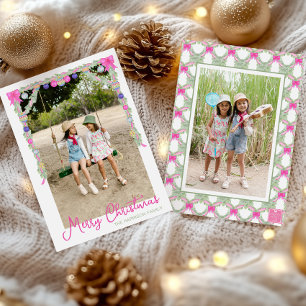 Watercolor Roze Strikkende Strikken Slinger Kerst Feestdagenkaart
