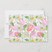 Watercolor Roze Tulp Bruilofts Ontvangstkaart Kaart (Achterkant)