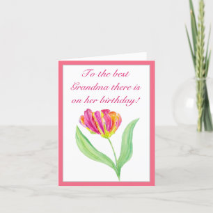 Watercolor Roze Tulp Verjaardag Oma Kaart