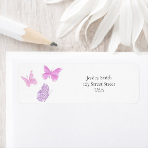 Watercolor Roze Vlinder Etiket