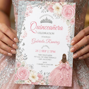 Watercolor Roze Vlinders Quinceañera Kaart
