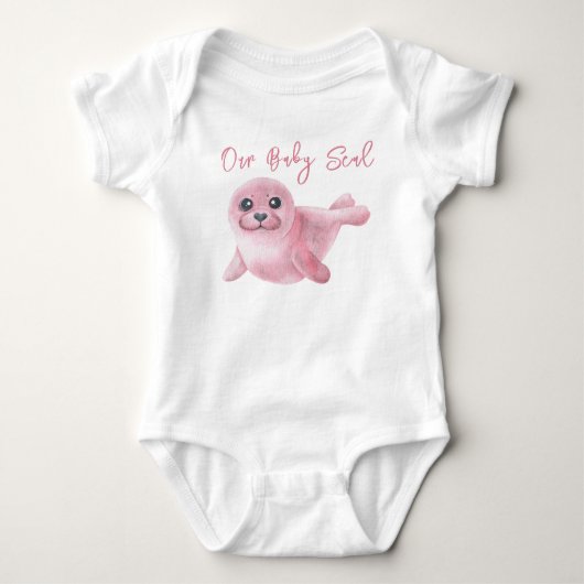Watercolor Roze Zeehond Romper (Voorkant)