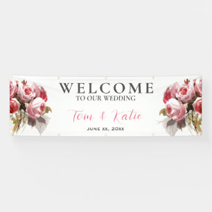 Watercolor Rozen Boeket Bruiloft Spandoek