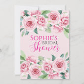 Watercolor Rozen Bruidsfeest Uitnodiging (Achterkant)