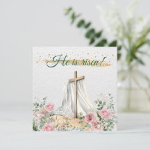 Watercolor Rozen Eucalyptus Hij Is Opgestaan Chris