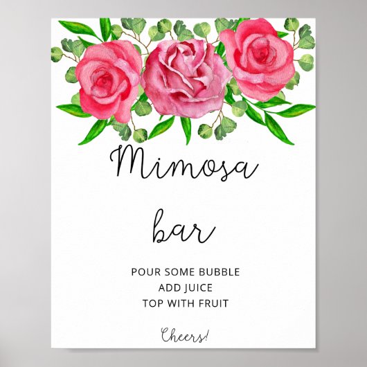 Watercolor rozen mimosa bar poster (Voorkant)