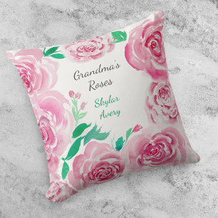 Watercolor Rozen Oma's Tuin Kussensloop Kussen