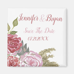 Watercolor Rozen Save The Date Magneet