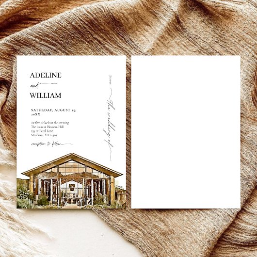 Watercolor Rustic Barn Wedding Invitation Elegant