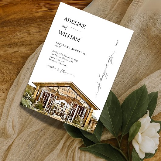 Watercolor Rustic Barn Wedding Invitation Elegant