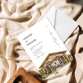 Watercolor Rustic Barn Wedding Invitation Elegant Kaart