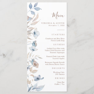 Watercolor Rustic Boho Menu Mariage