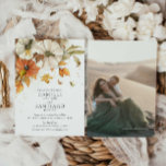 Watercolor Rustic Fall Photo Faire-part de mariage<br><div class="desc">Faire-part de mariage Citrouille rustique aquarelle. Tout le texte est modifiable - Cliquez sur le bouton "Customiser plus" pour modifier. Objets correspondants dans notre magasin Conception de la fête Cava</div>