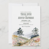 Watercolor Rustic Mountain Wedding Invitation (Devant)