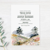 Watercolor Rustic Mountain Wedding Invitation