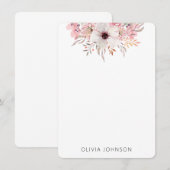 Watercolor Rustic Pink Floral Personalized Notitiekaartje (Voorkant / Achterkant)