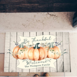 Watercolor Rustic Pumpkins Personalized Deurmat