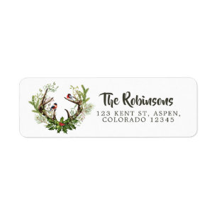 Watercolor Rustic Rendier Kerstmis Etiket