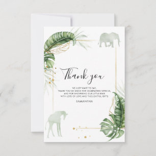 Watercolor Safari Dieren Baby Shower Bedankkaart