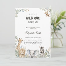 Watercolor Safari Dieren & Groene Baby Shower