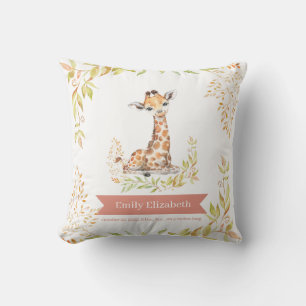 Watercolor Safari Giraffe Kraamkamer Geboorte Stat Kussen