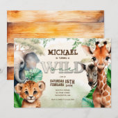 Watercolor Safari Wild One Kaart (Voorkant / Achterkant)