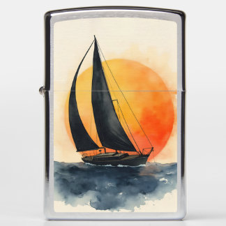Watercolor Sailboat at Sunset
