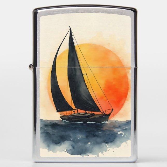 Watercolor Sailboat at Sunset (Voorkant)