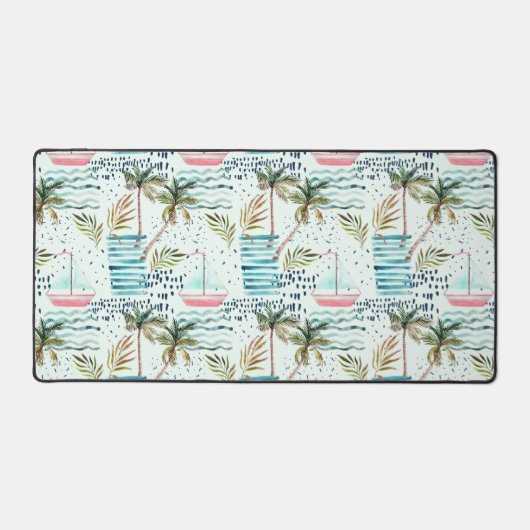 Watercolor Sailboat avec Palm Tree Motif 2 (Recto)