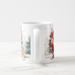 Watercolor Santa and Reindeer Mug Koffiemok